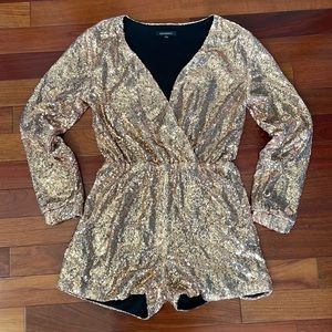 Gold Sequin Long Sleeve Romper